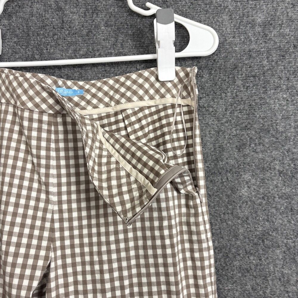 J. McLaughlin Straight Pants Womens Size 6 Brown Gingham side Zip Preppy - Picture 9 of 11
